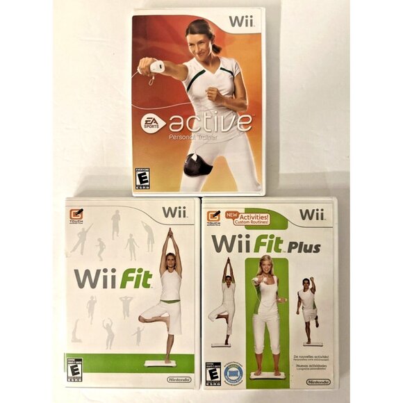 Set of 3 Games Nintendo Wii Fit Plus, Wi Fit and Wii Active Personal Trainer Lot - Picture 1 of 2
